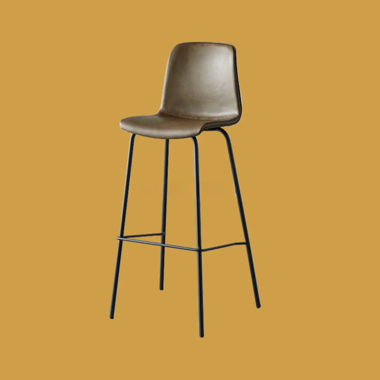  Simplistic Metal Frame Faux Leather Low Back Bar Stools Image - 6 | homeyfad