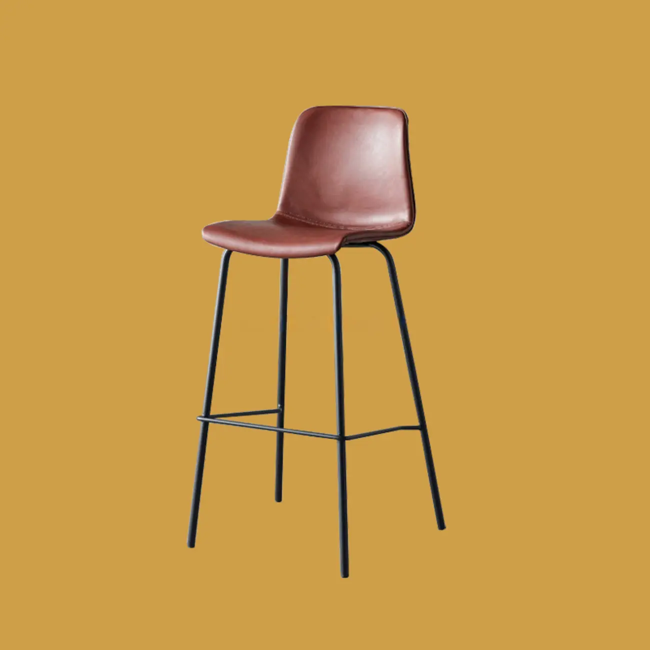  Simplistic Metal Frame Faux Leather Low Back Bar Stools Image - 7 | homeyfad
