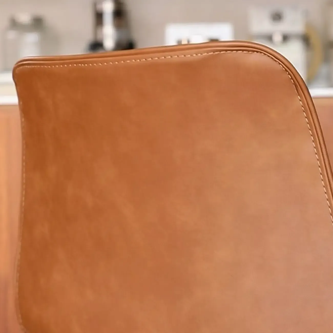 Simplistic Metal Frame Faux Leather Low Back Bar Stools Image - 9