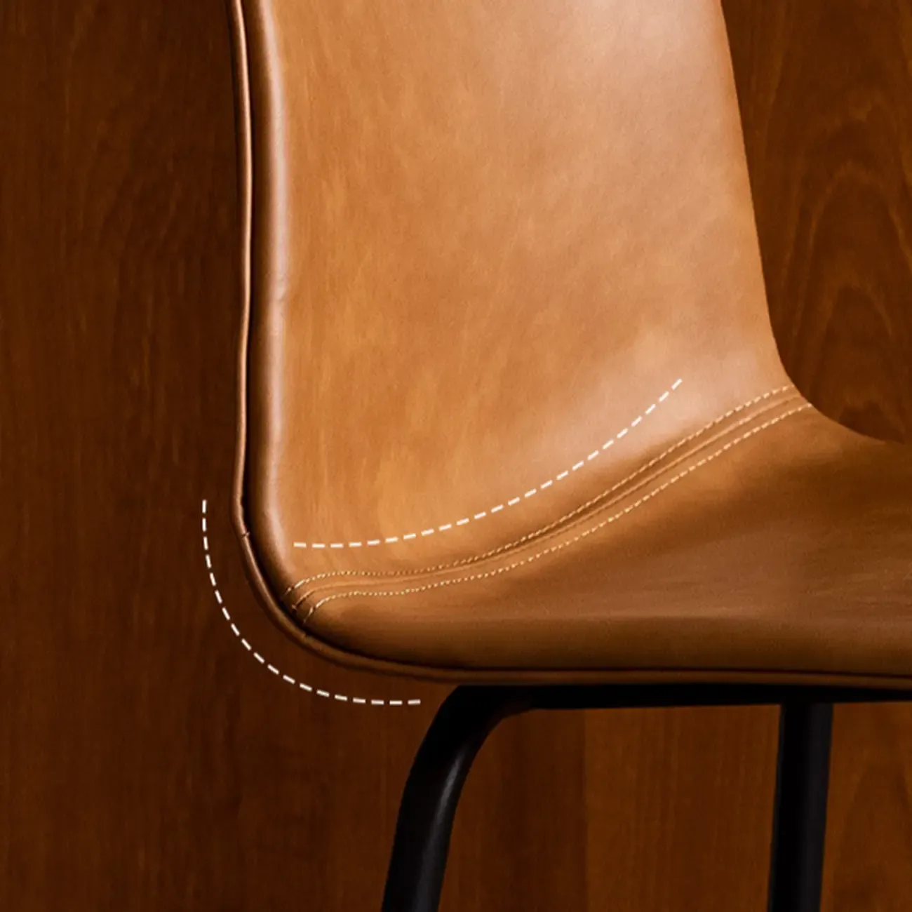 Simplistic Metal Frame Faux Leather Low Back Bar Stools Image - 11