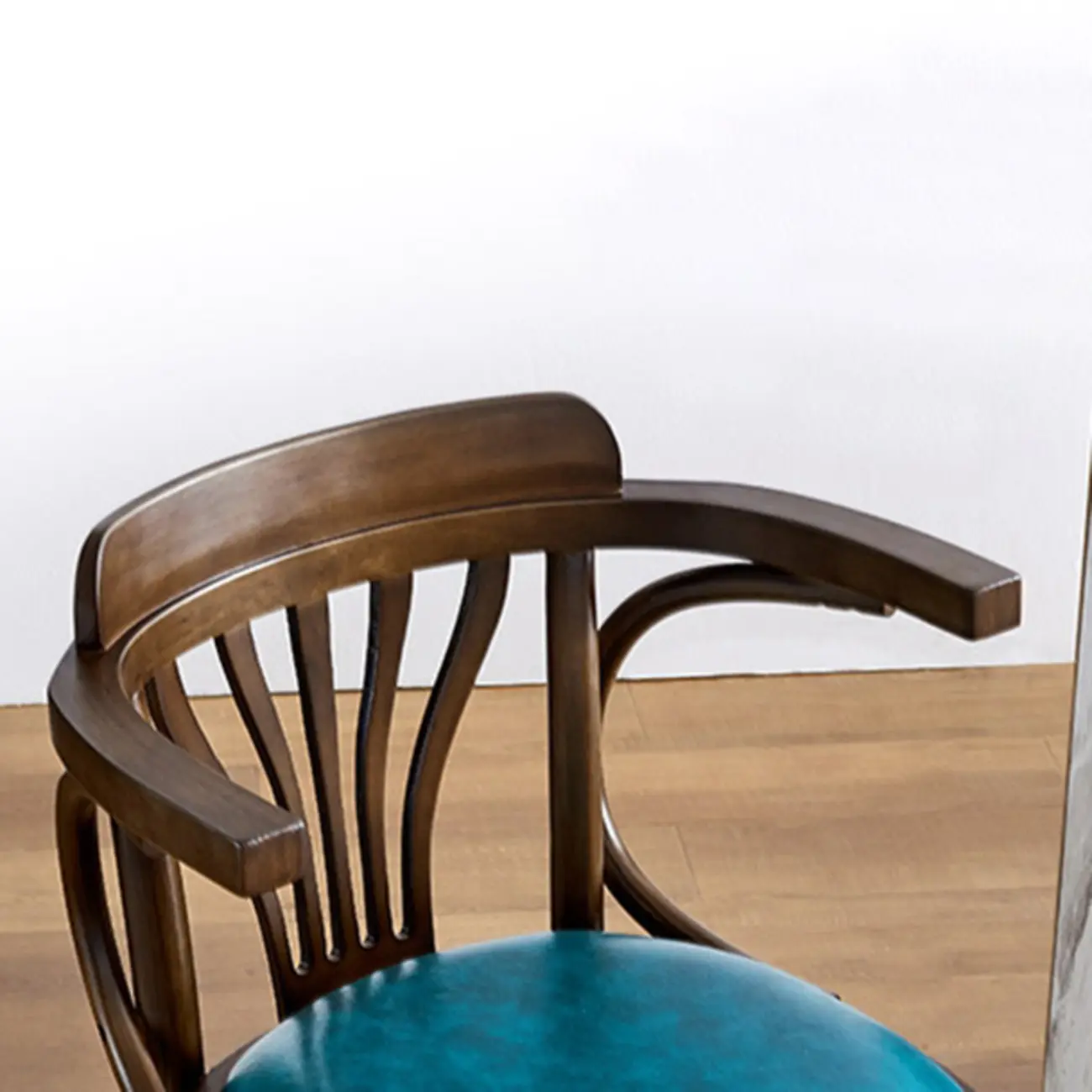 Antique Blue Leather Upholstered Rotatable Bar Stool | homeyfad