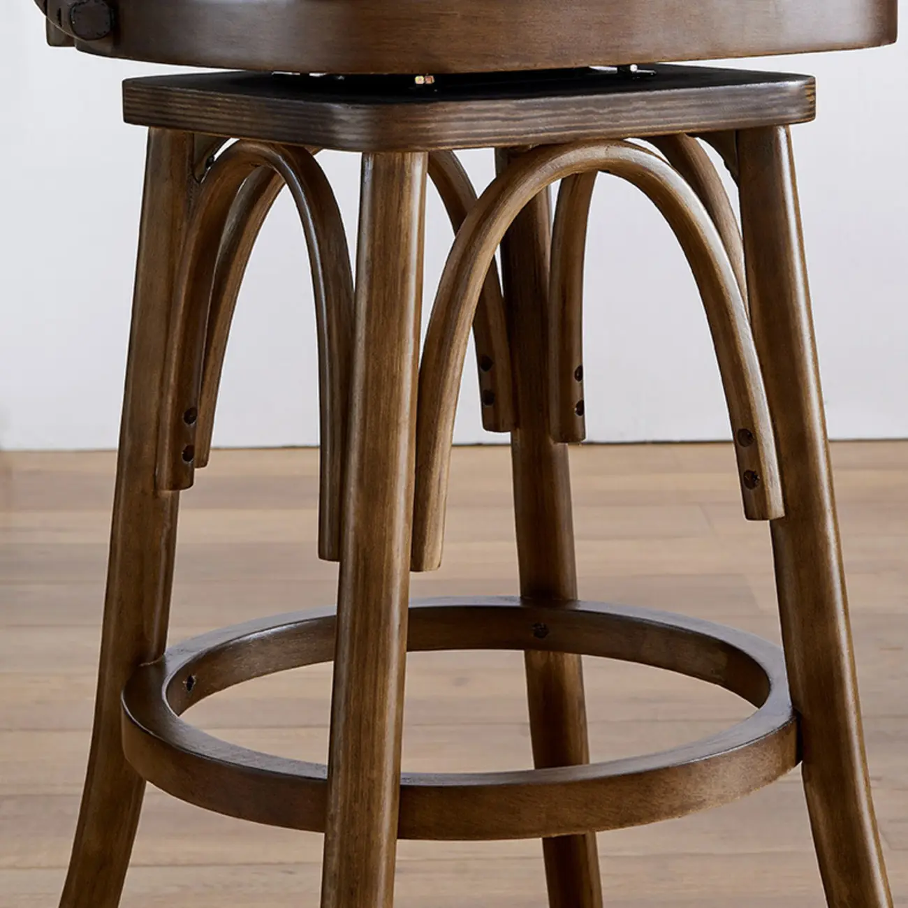 Antique Blue Leather Upholstered Rotatable Bar Stool | homeyfad