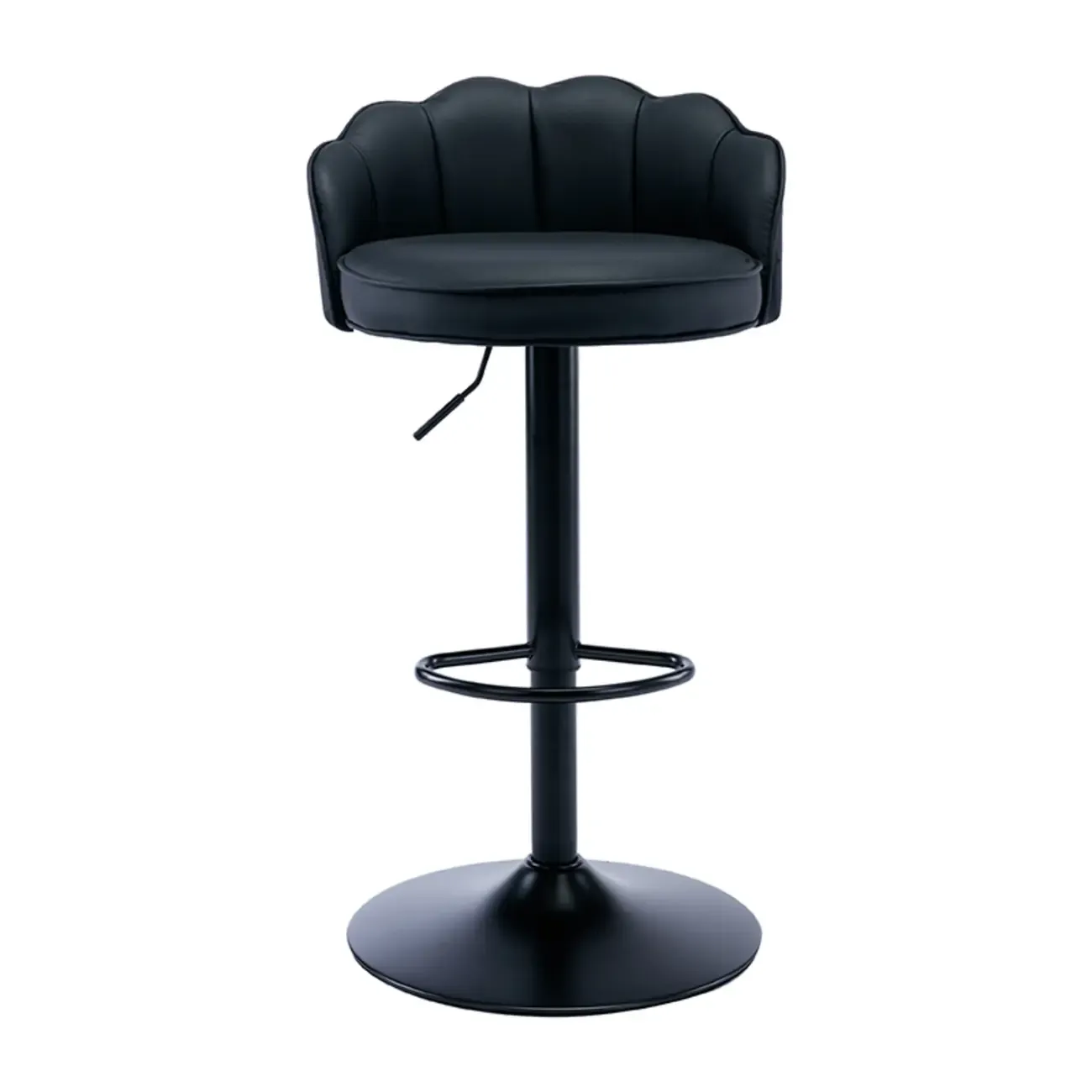 Industrial Leather Swivel Bar Stools with Curved Back for Home Image - 4