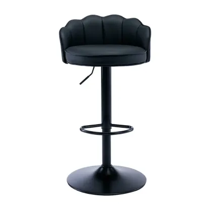 Industrial Leather Swivel Bar Stools with Curved Back for Home Image - 4