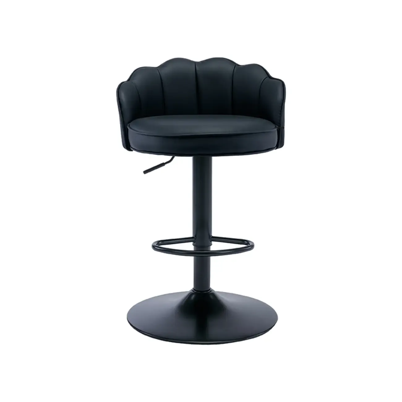 Industrial Leather Swivel Bar Stools with Curved Back for Home Image - 5