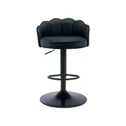 Industrial Leather Swivel Bar Stools with Curved Back for Home Image - 5