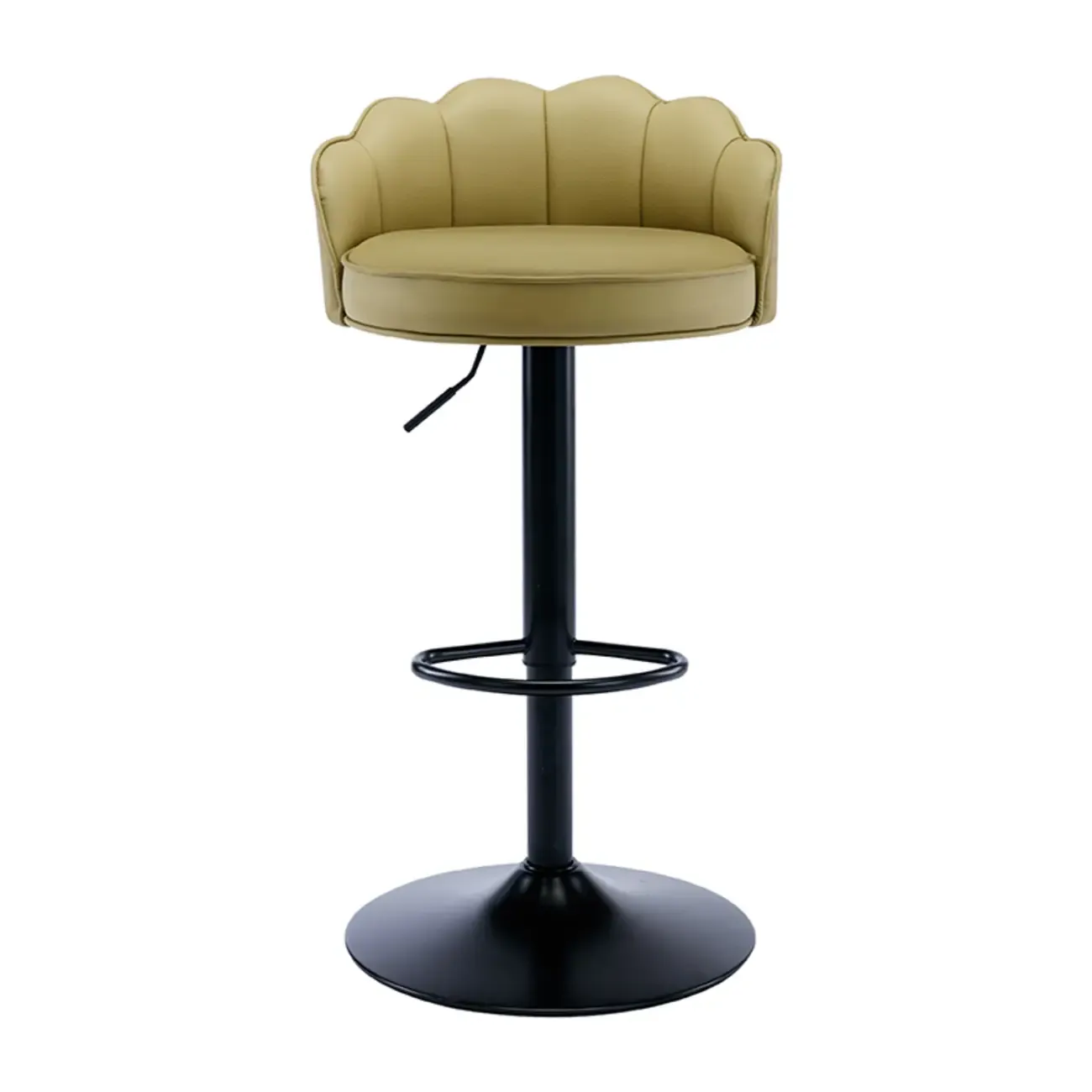 Industrial Leather Swivel Bar Stools with Curved Back for Home Image - 7