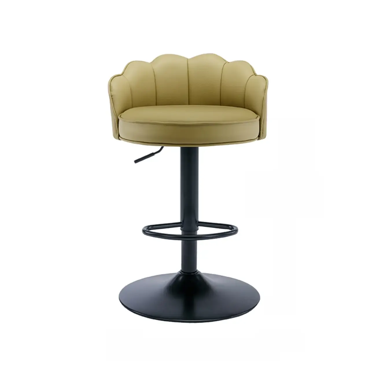 Industrial Leather Swivel Bar Stools with Curved Back for Home Image - 8