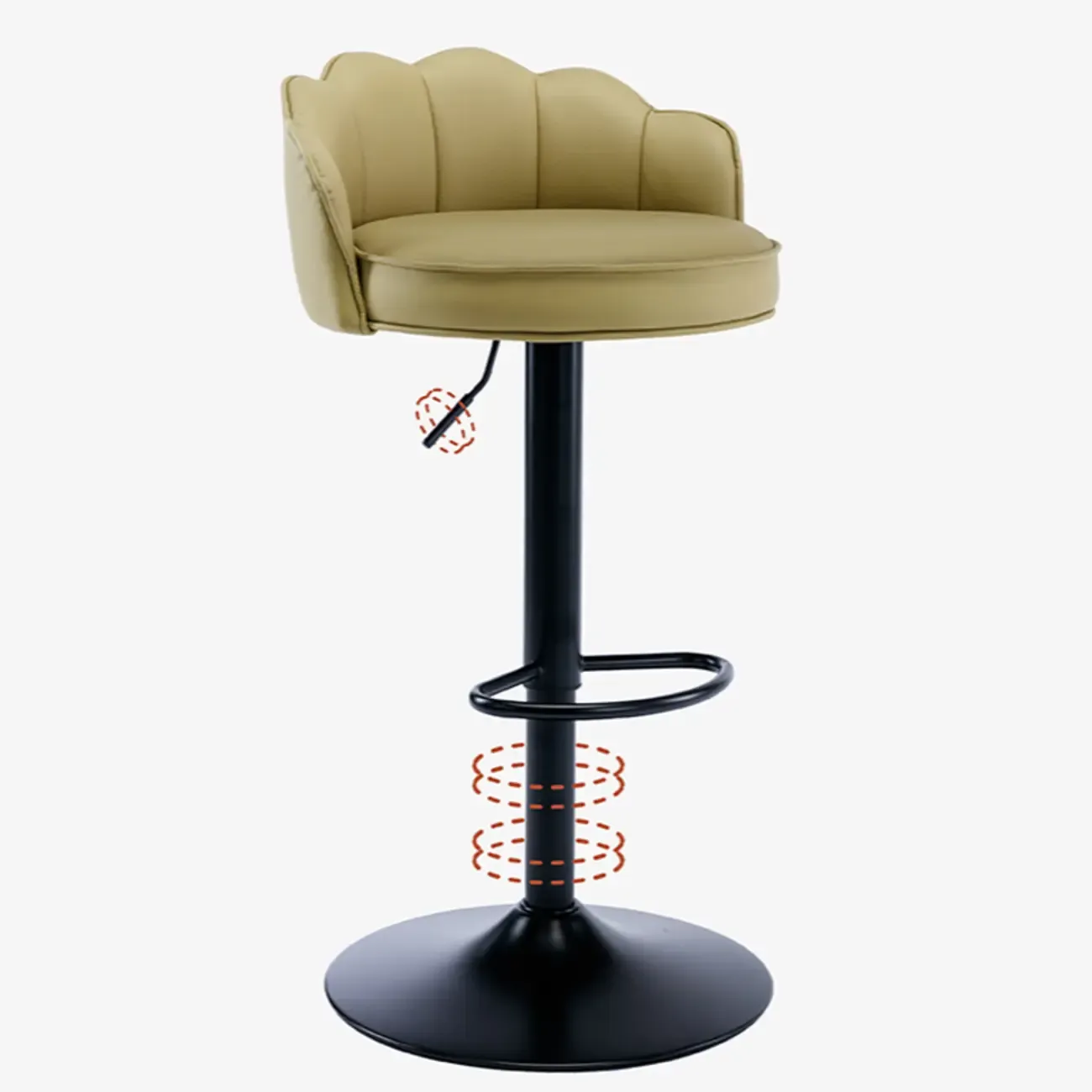 Industrial Leather Swivel Bar Stools with Curved Back for Home Image - 9