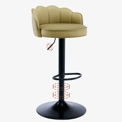 Industrial Leather Swivel Bar Stools with Curved Back for Home Image - 9