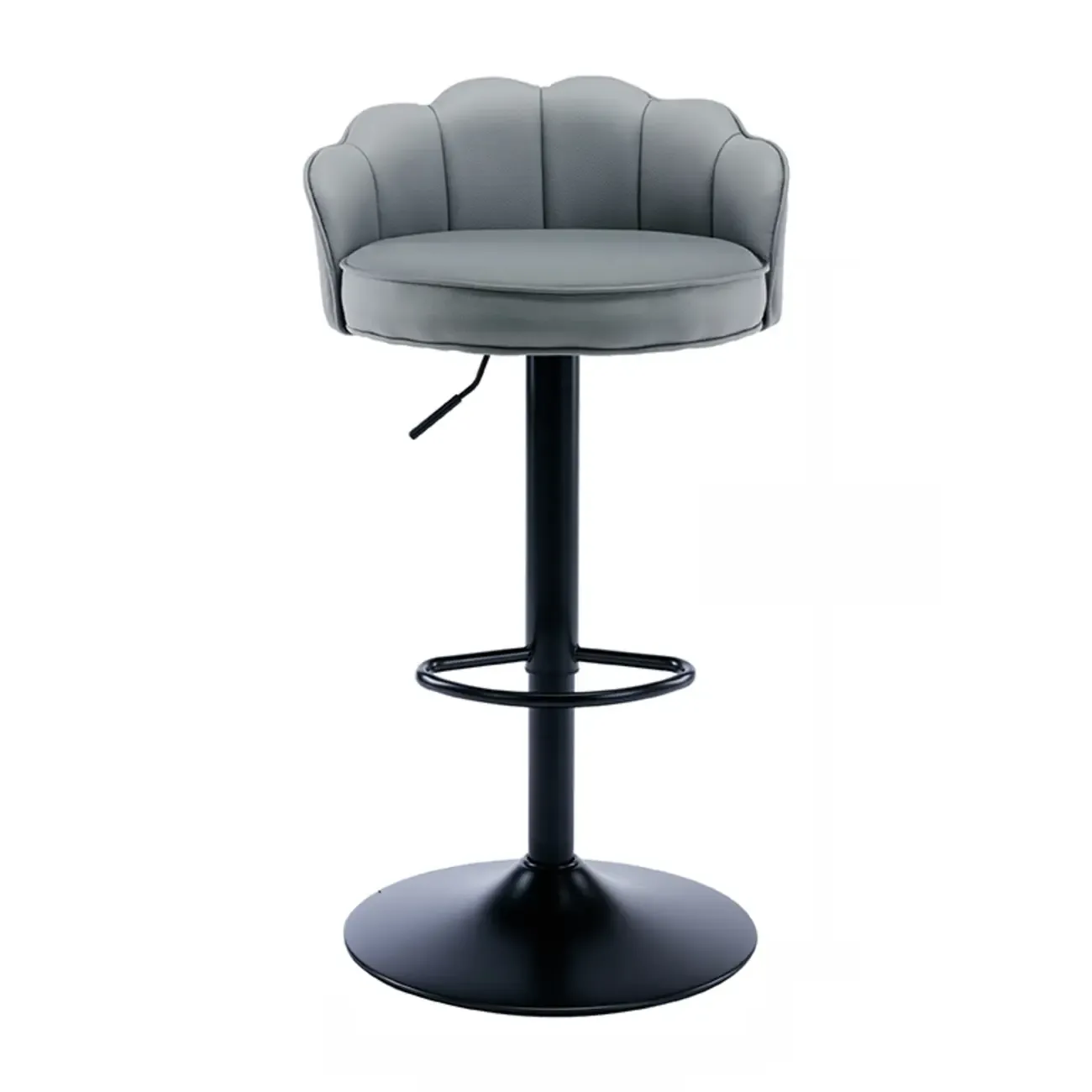 Industrial Leather Swivel Bar Stools with Curved Back for Home Image - 10