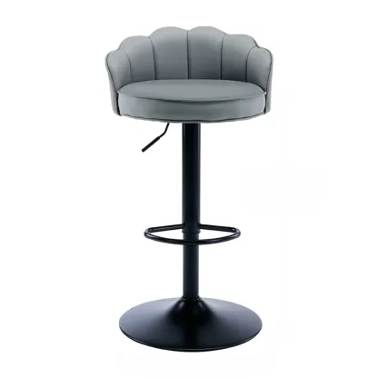 Industrial Leather Swivel Bar Stools with Curved Back for Home Image - 10