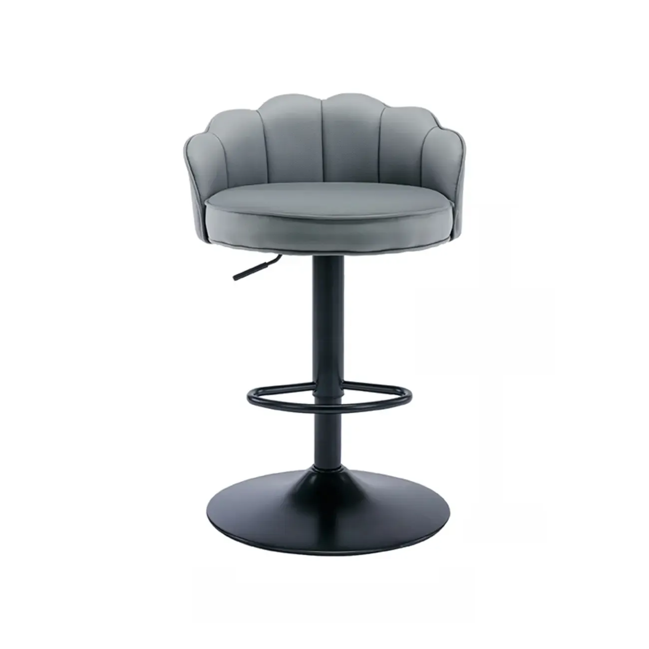 Industrial Leather Swivel Bar Stools with Curved Back for Home Image - 11