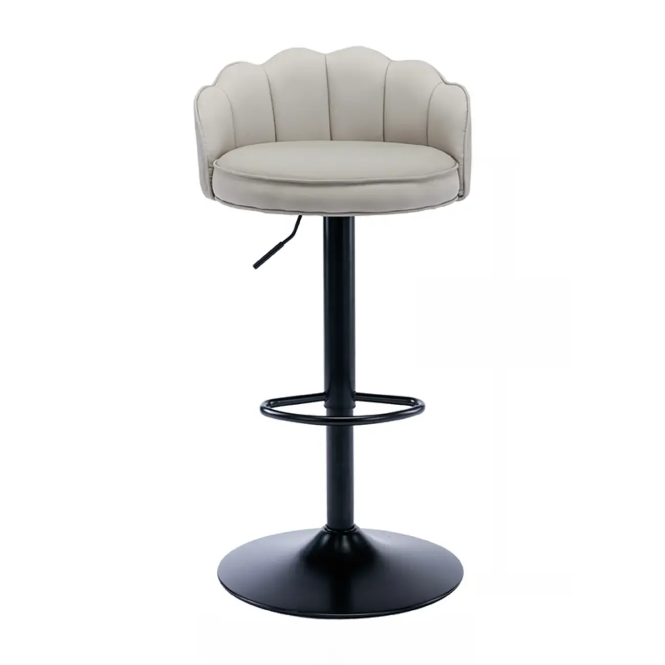 Industrial Leather Swivel Bar Stools with Curved Back for Home Image - 13