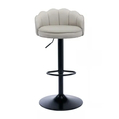 Industrial Leather Swivel Bar Stools with Curved Back for Home Image - 13
