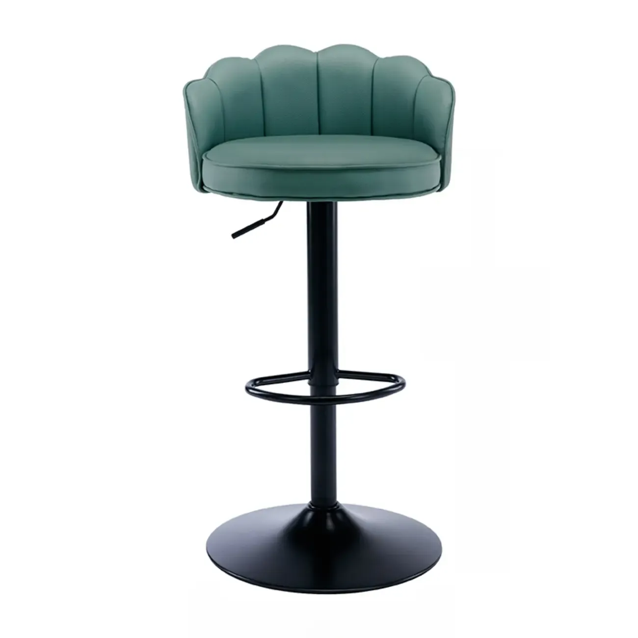 Industrial Leather Swivel Bar Stools with Curved Back for Home Image - 18