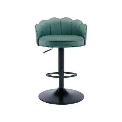 Industrial Leather Swivel Bar Stools with Curved Back for Home Image - 19