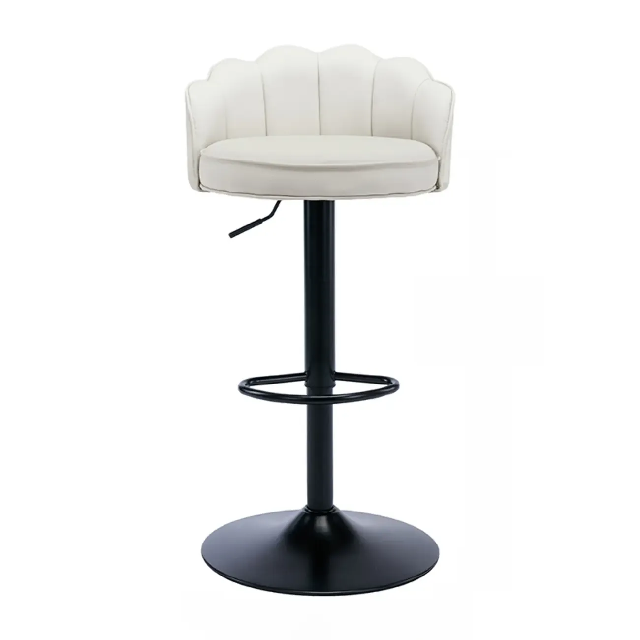 Industrial Leather Swivel Bar Stools with Curved Back for Home Image - 20