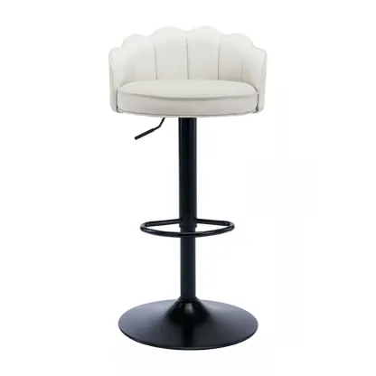 Industrial Leather Swivel Bar Stools with Curved Back for Home Image - 20