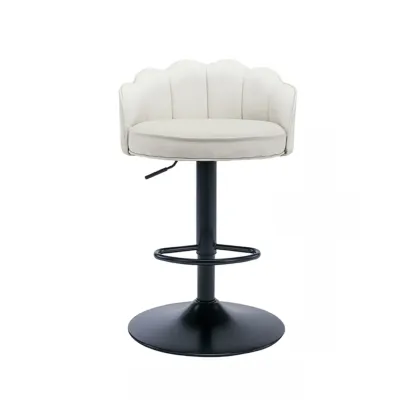 Industrial Leather Swivel Bar Stools with Curved Back for Home Image - 21