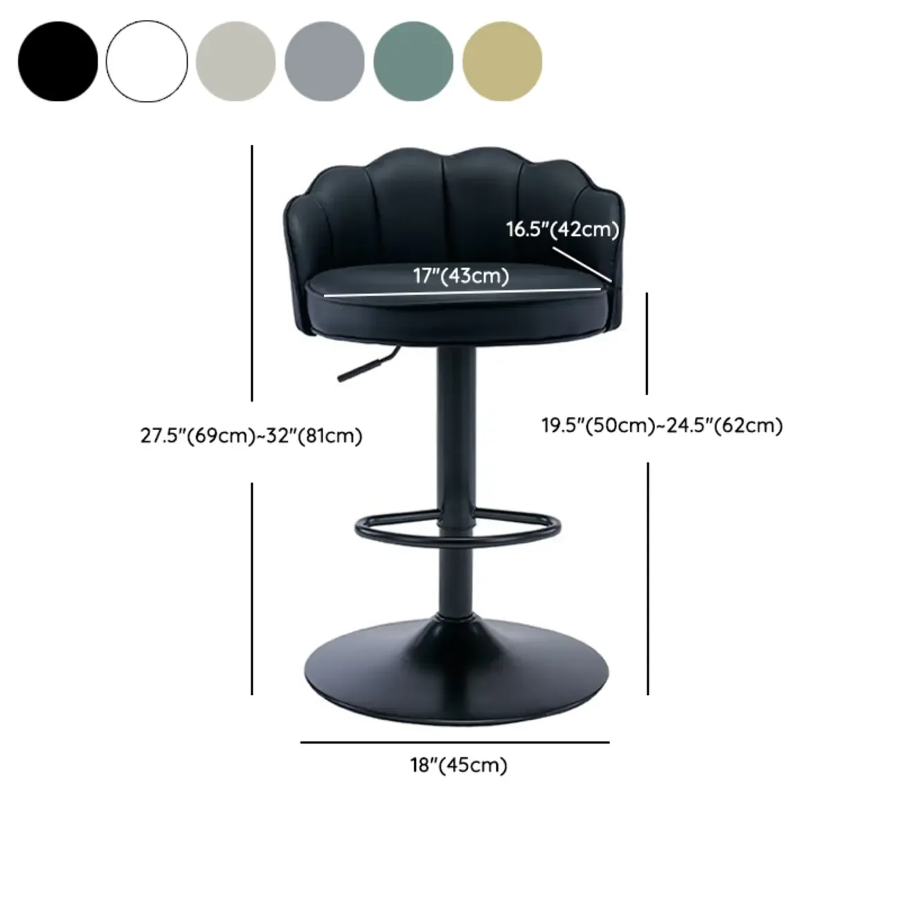 Industrial Leather Swivel Bar Stools with Curved Back for Home Image - 23