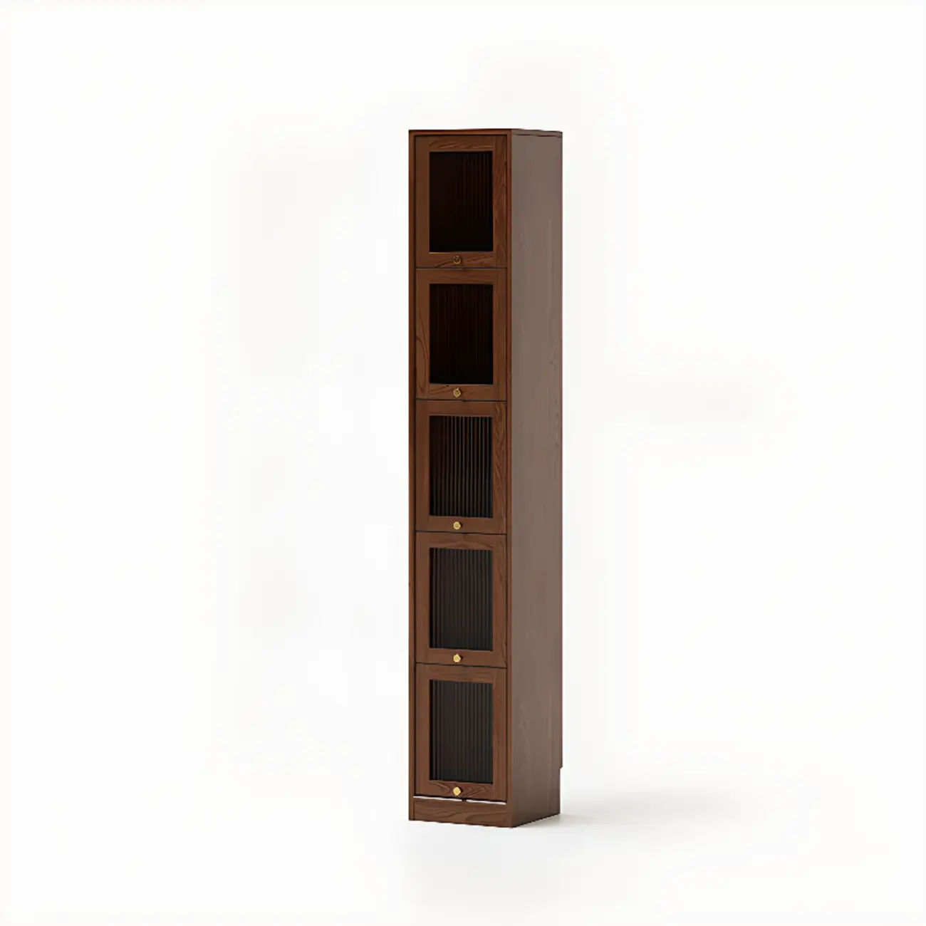 Cherry Wood Vertical Bookcase with Glass Doors Image - 2 | homeyfad