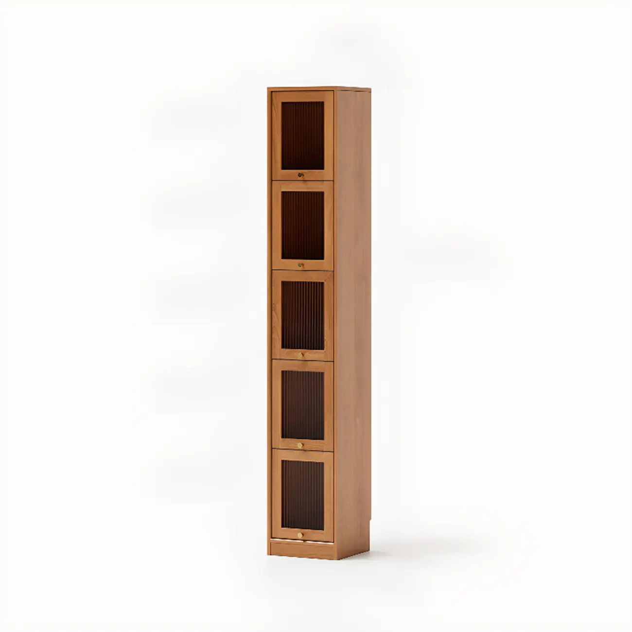 Cherry Wood Vertical Bookcase with Glass Doors Image - 3 | homeyfad