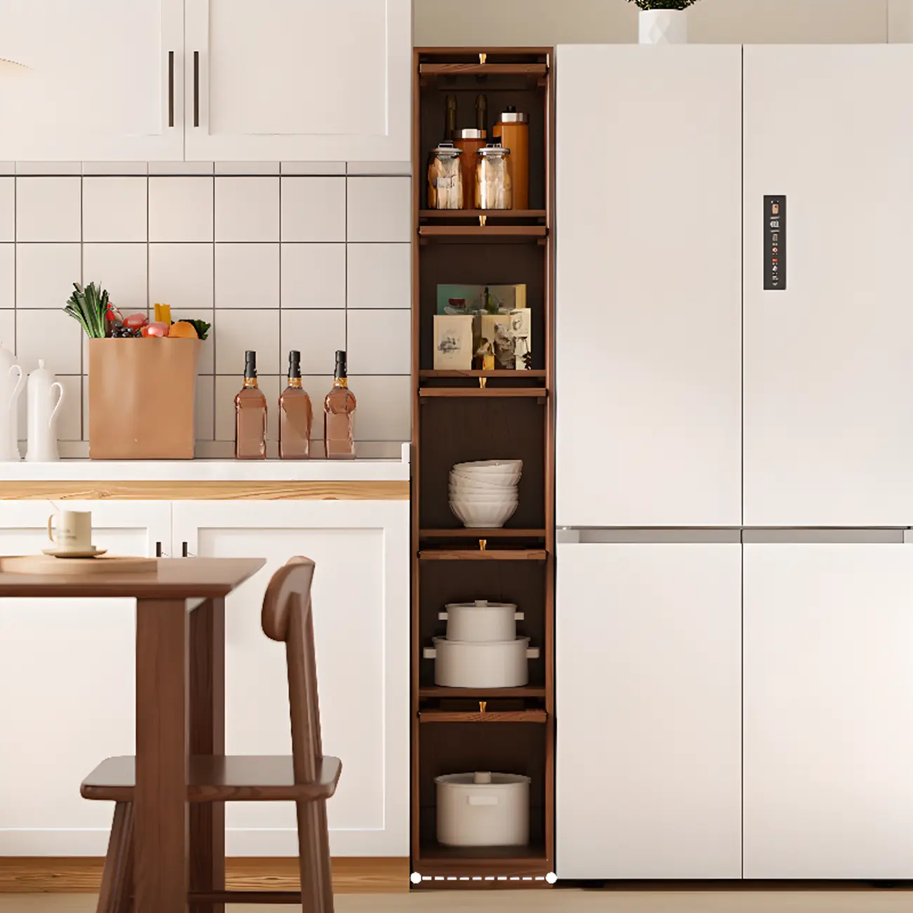 Cherry Wood Vertical Bookcase with Glass Doors Image - 6 | homeyfad