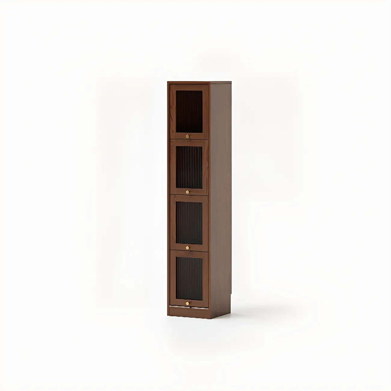 Cherry Wood Vertical Bookcase with Glass Doors Image - 7 | homeyfad