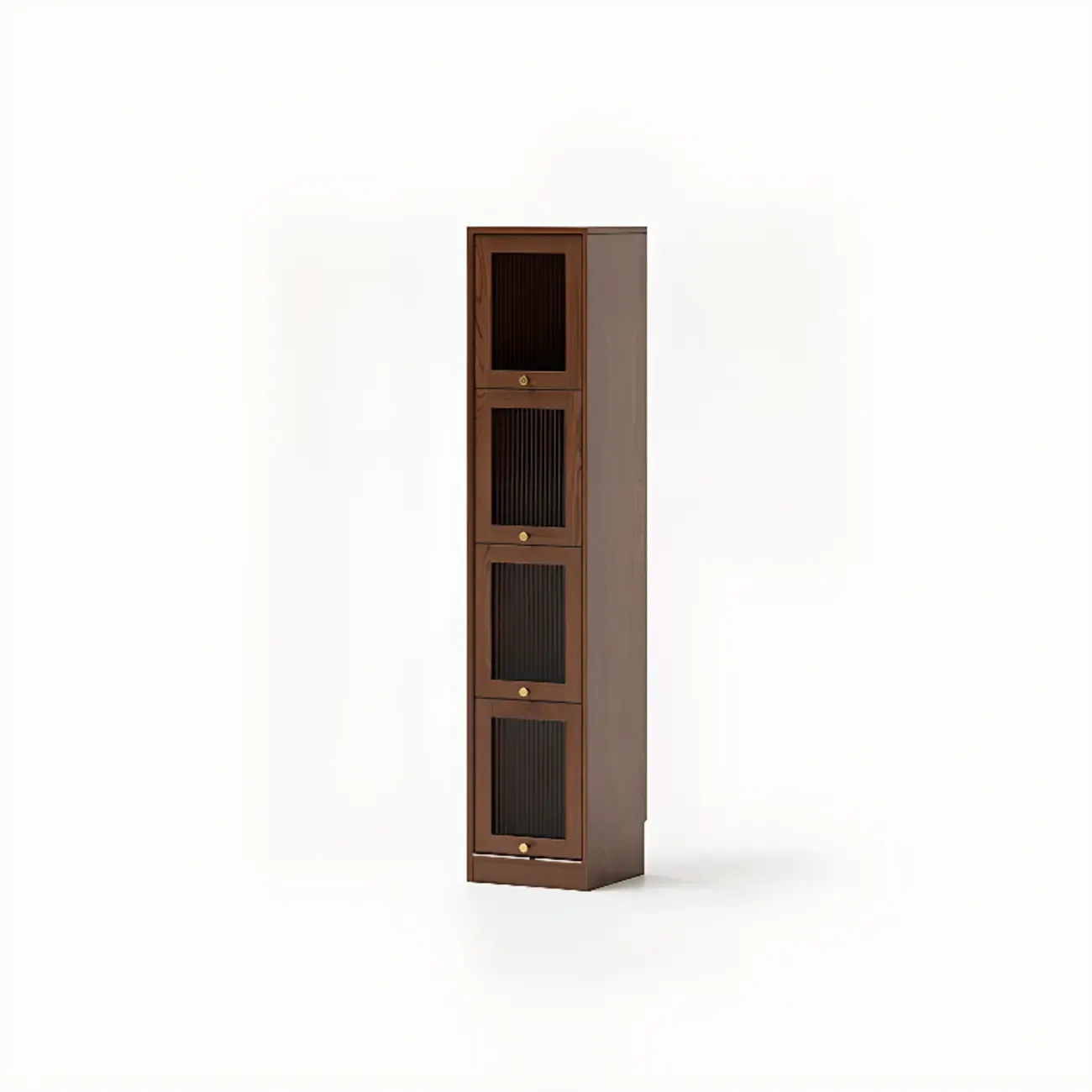 Cherry Wood Vertical Bookcase with Glass Doors Image - 7
