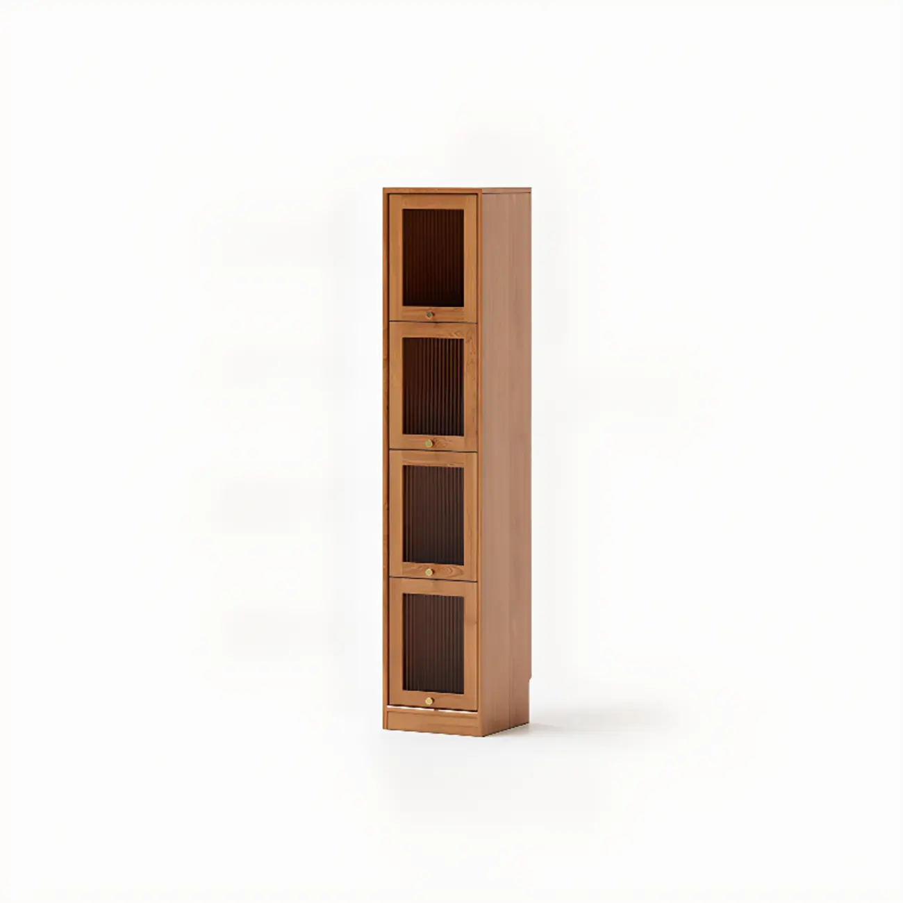 Cherry Wood Vertical Bookcase with Glass Doors Image - 9 | homeyfad