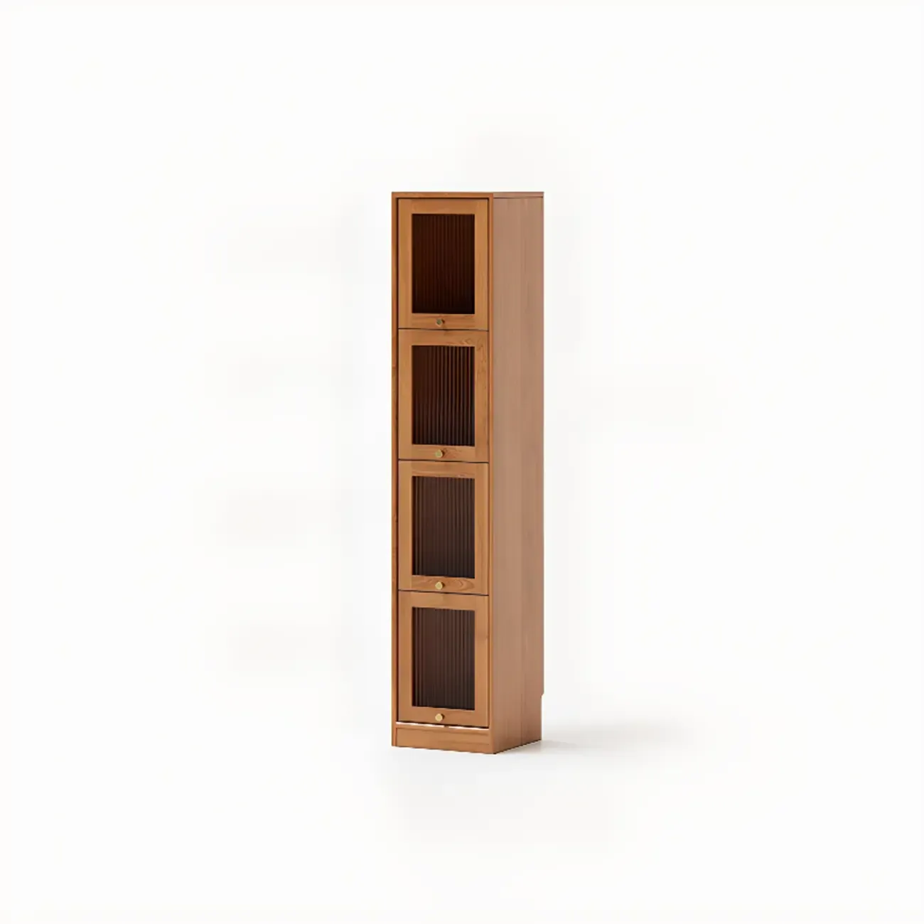 Cherry Wood Vertical Bookcase with Glass Doors Image - 9
