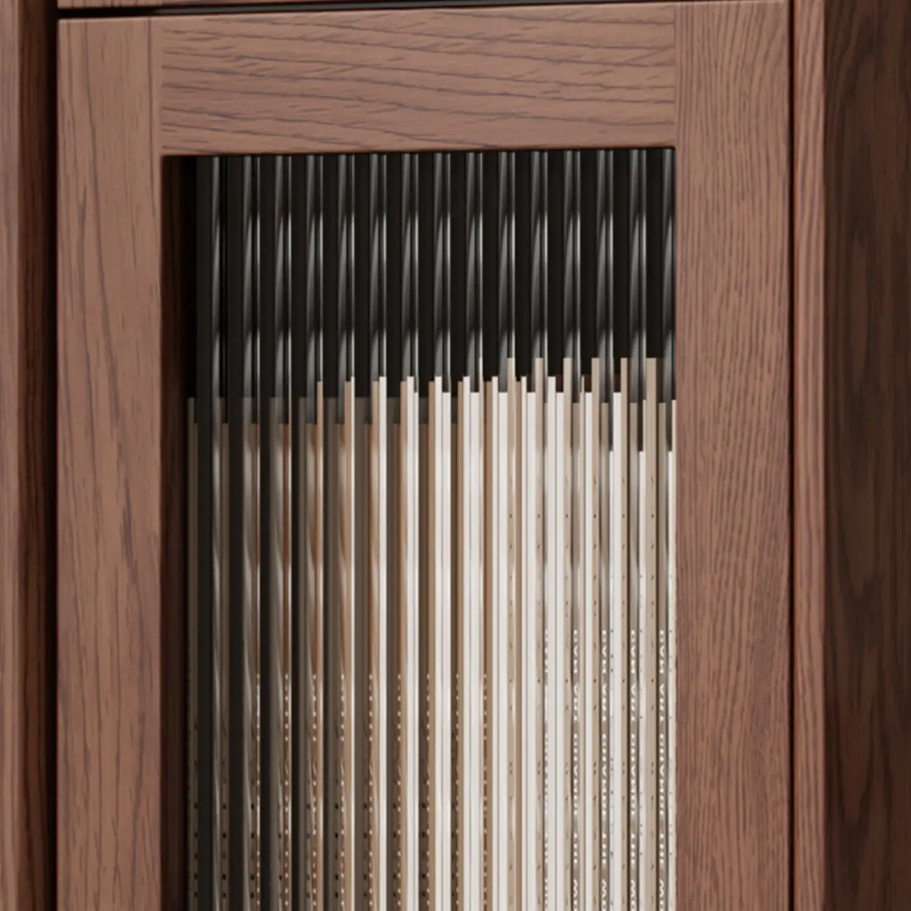 Cherry Wood Vertical Bookcase with Glass Doors Image - 12 | homeyfad