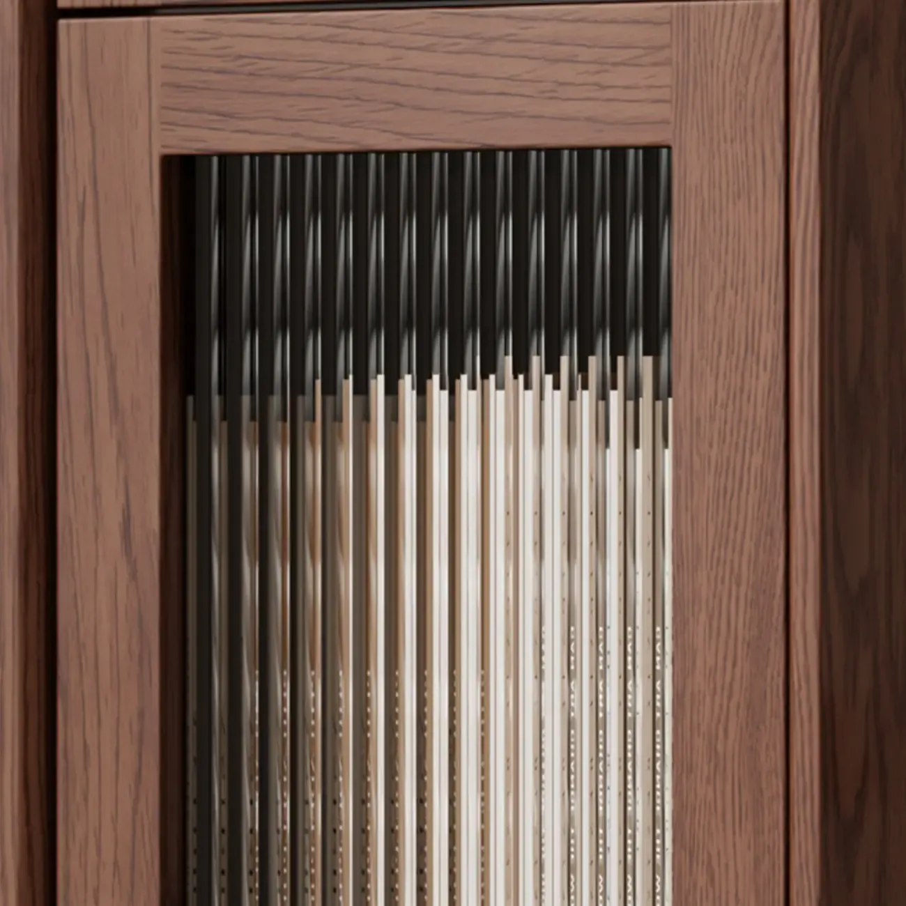 Cherry Wood Vertical Bookcase with Glass Doors Image - 12