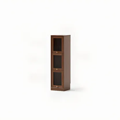 Cherry Wood Vertical Bookcase with Glass Doors Image - 13