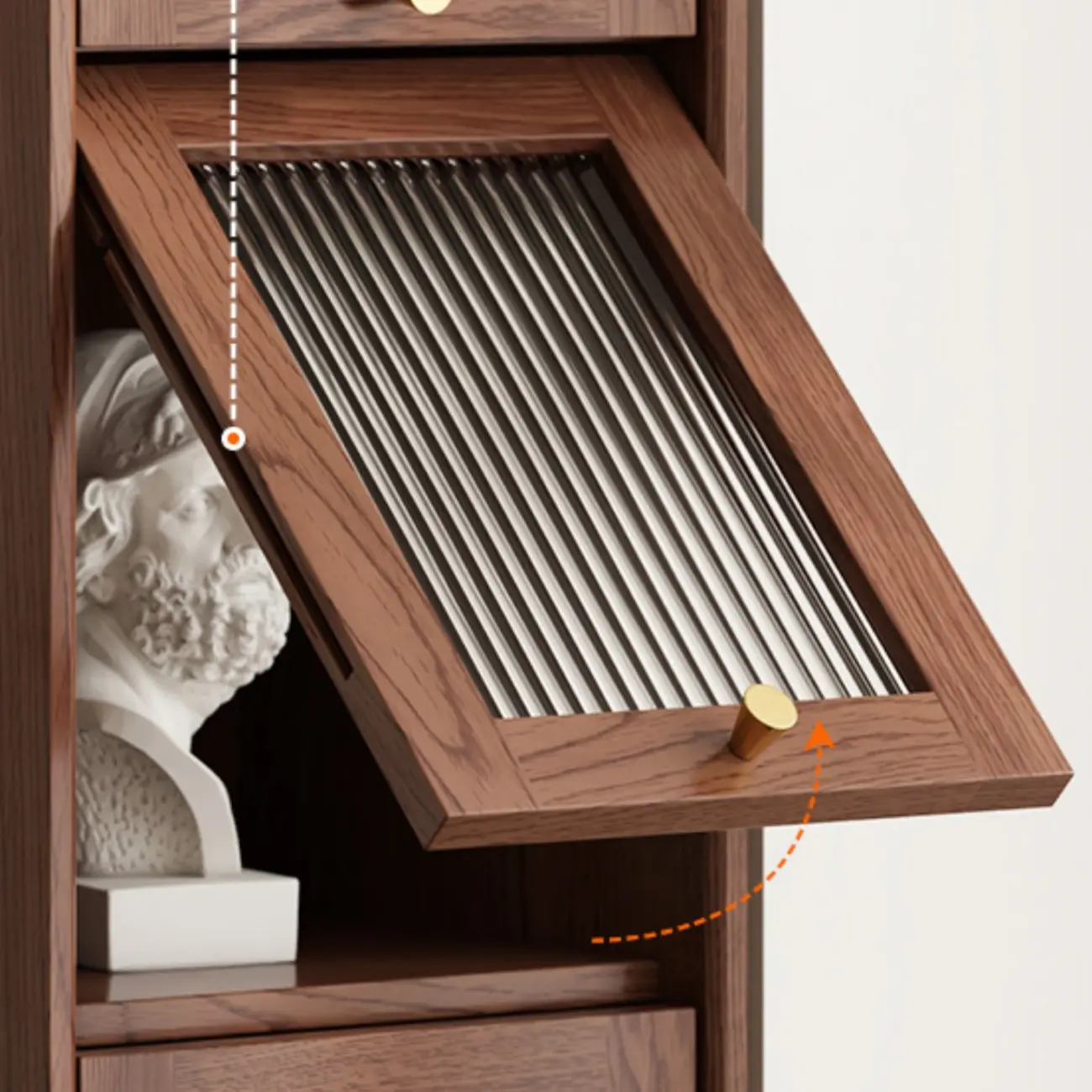 Cherry Wood Vertical Bookcase with Glass Doors Image - 14 | homeyfad