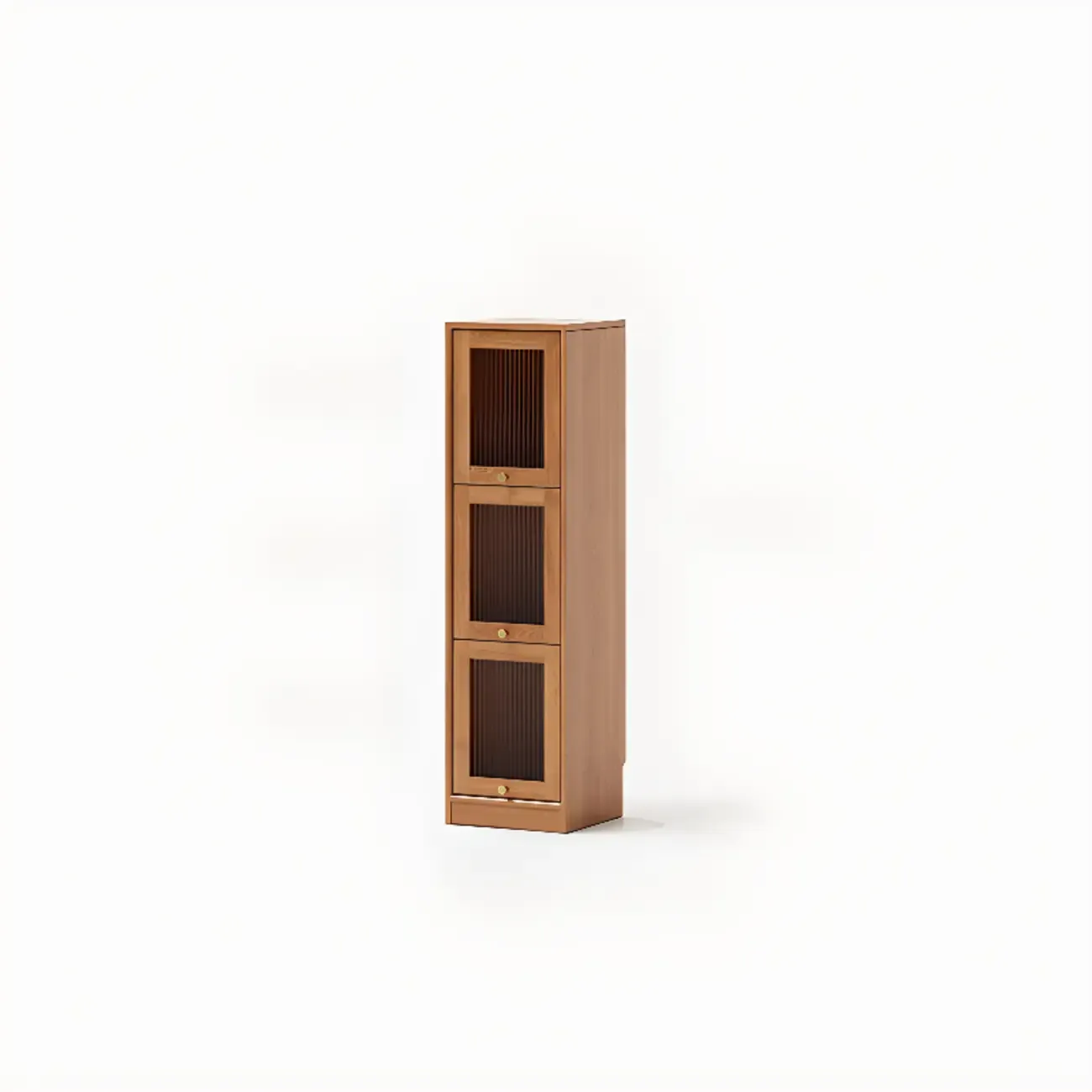 Cherry Wood Vertical Bookcase with Glass Doors Image - 15
