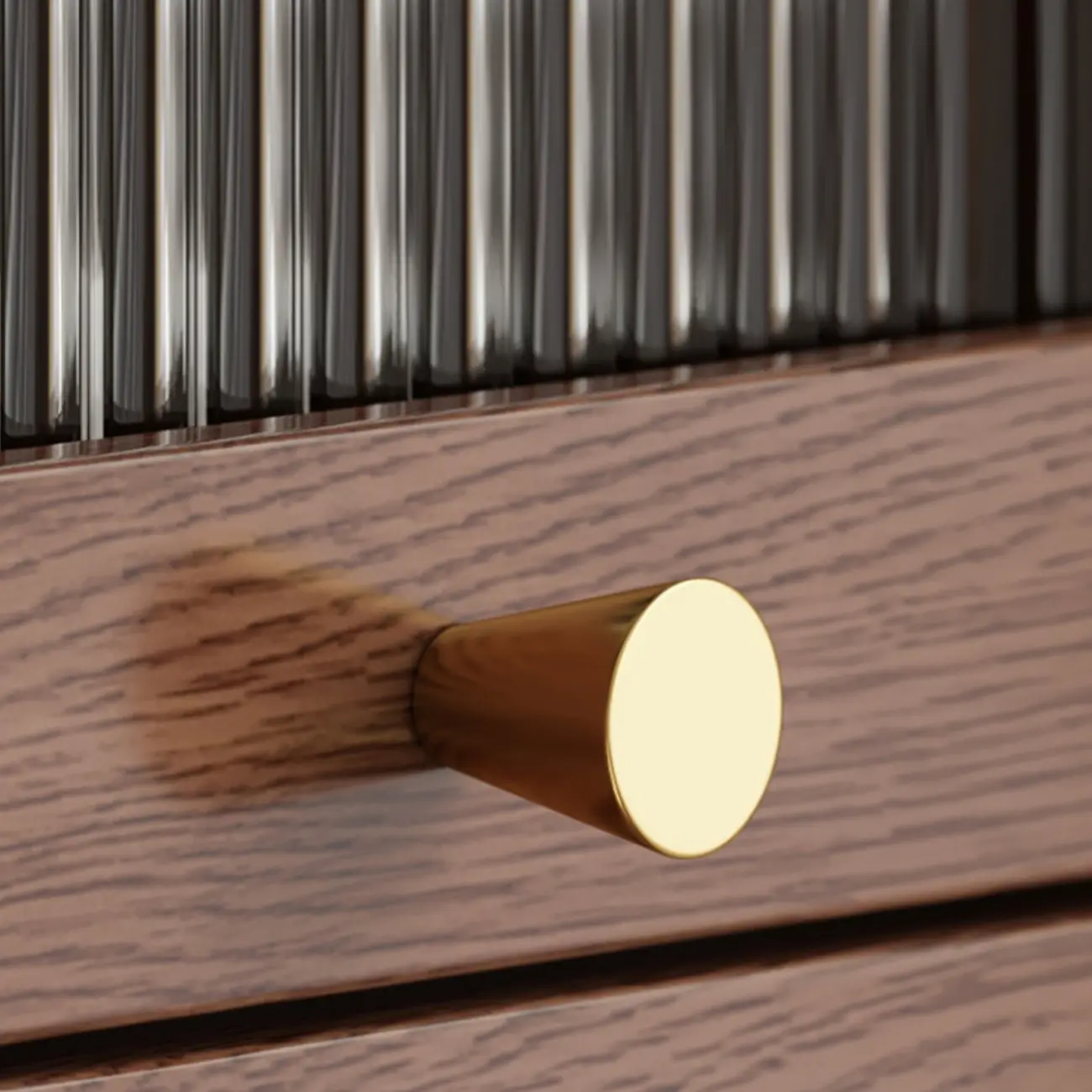 Cherry Wood Vertical Bookcase with Glass Doors Image - 16 | homeyfad