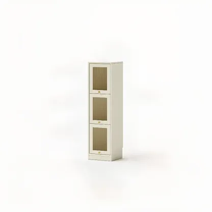 Cherry Wood Vertical Bookcase with Glass Doors Image - 17