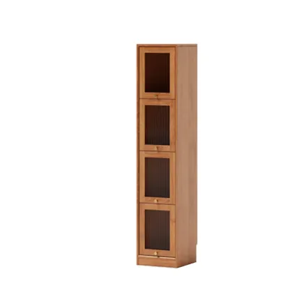 Cherry Wood Vertical Bookcase with Glass Doors Image - 19