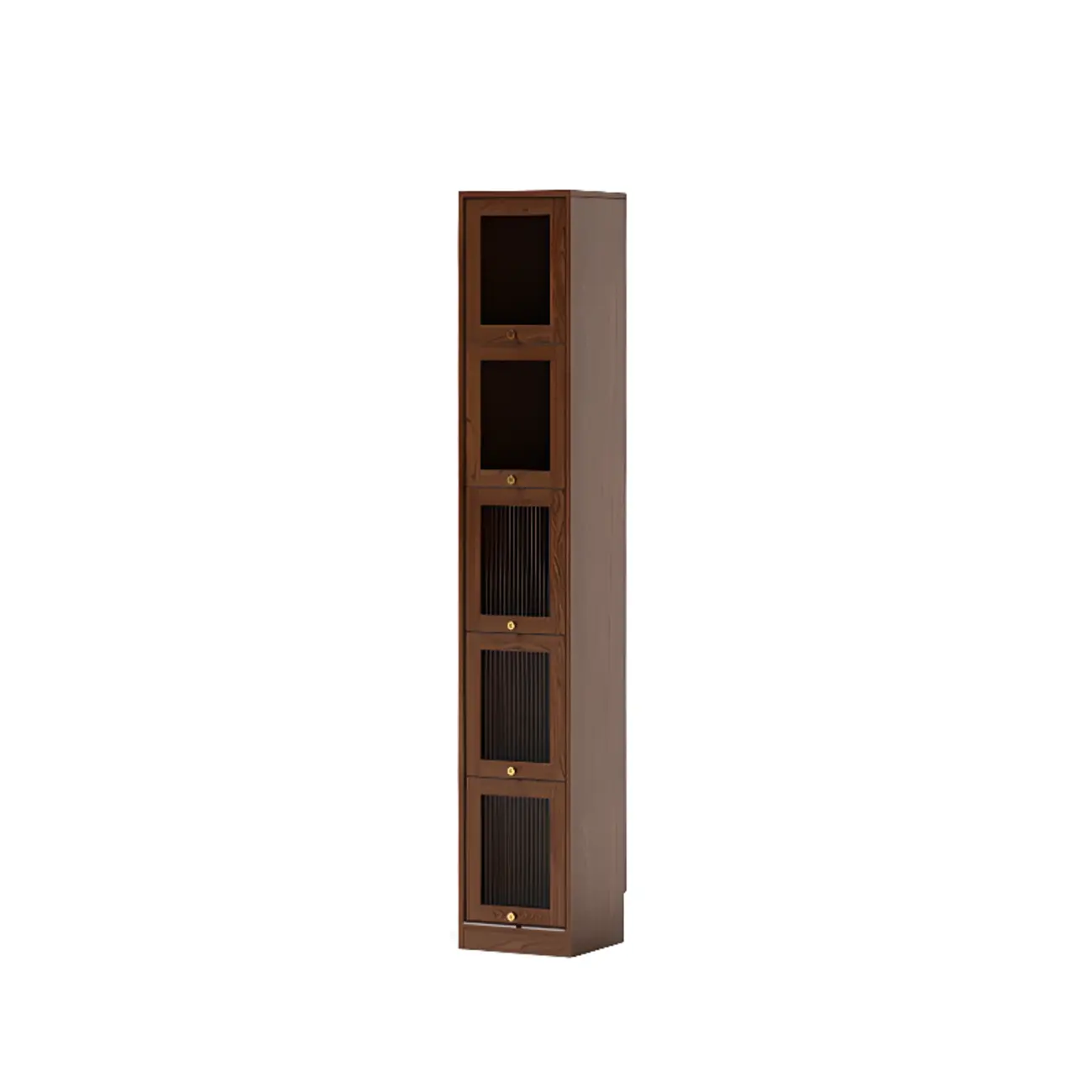 Cherry Wood Vertical Bookcase with Glass Doors Image - 20 | homeyfad