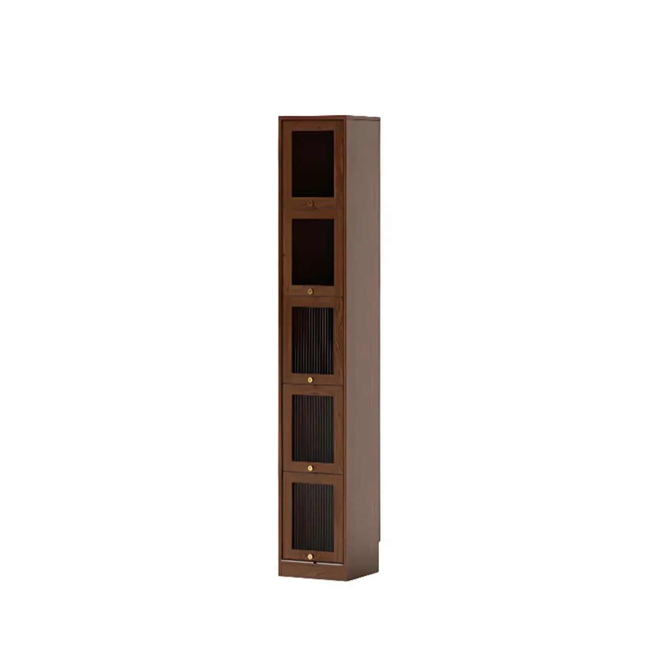 Cherry Wood Vertical Bookcase with Glass Doors Image - 20