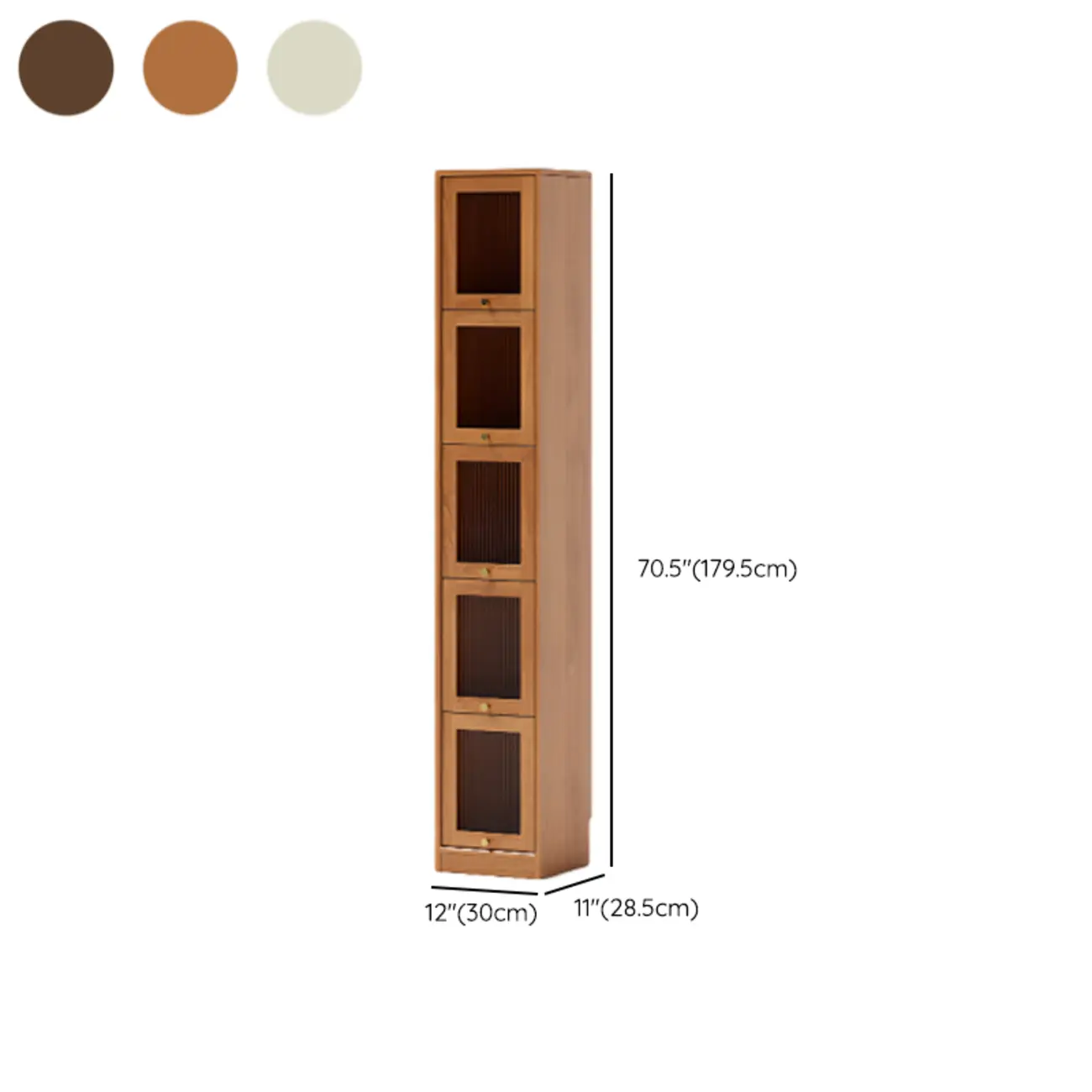 Cherry Wood Vertical Bookcase with Glass Doors #size | homeyfad
