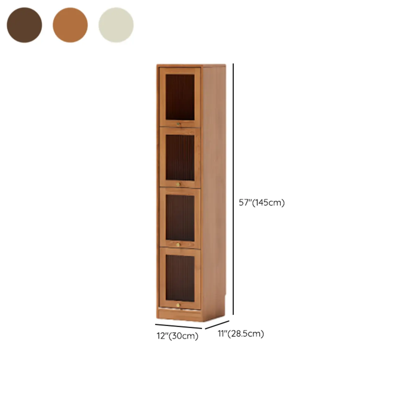Cherry Wood Vertical Bookcase with Glass Doors Image - 22 | homeyfad