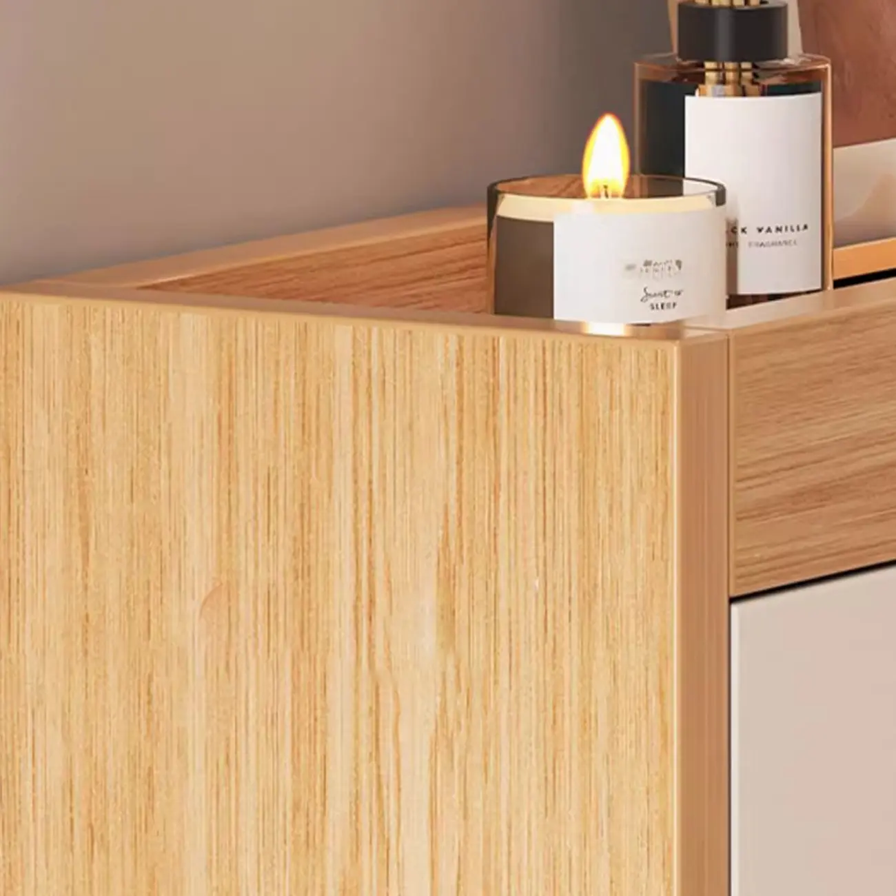 Natural Narrow Drop Front Shoe Cabinet with Doors Image - 8 | homeyfad