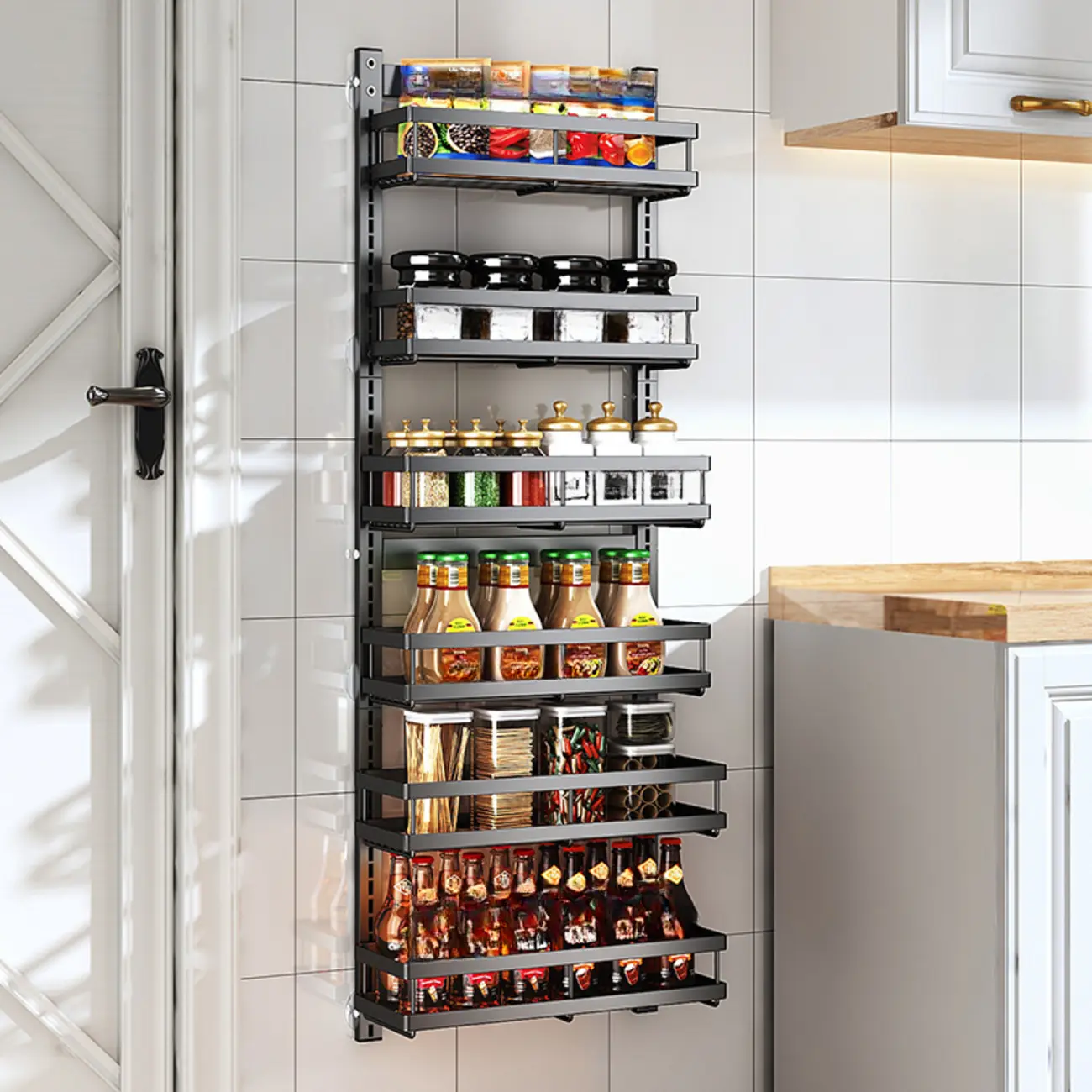 Casual Black Steel Wall Storage Shelf with 2 Shelves/4 Shelves for General Storage Image - 2 | homeyfad