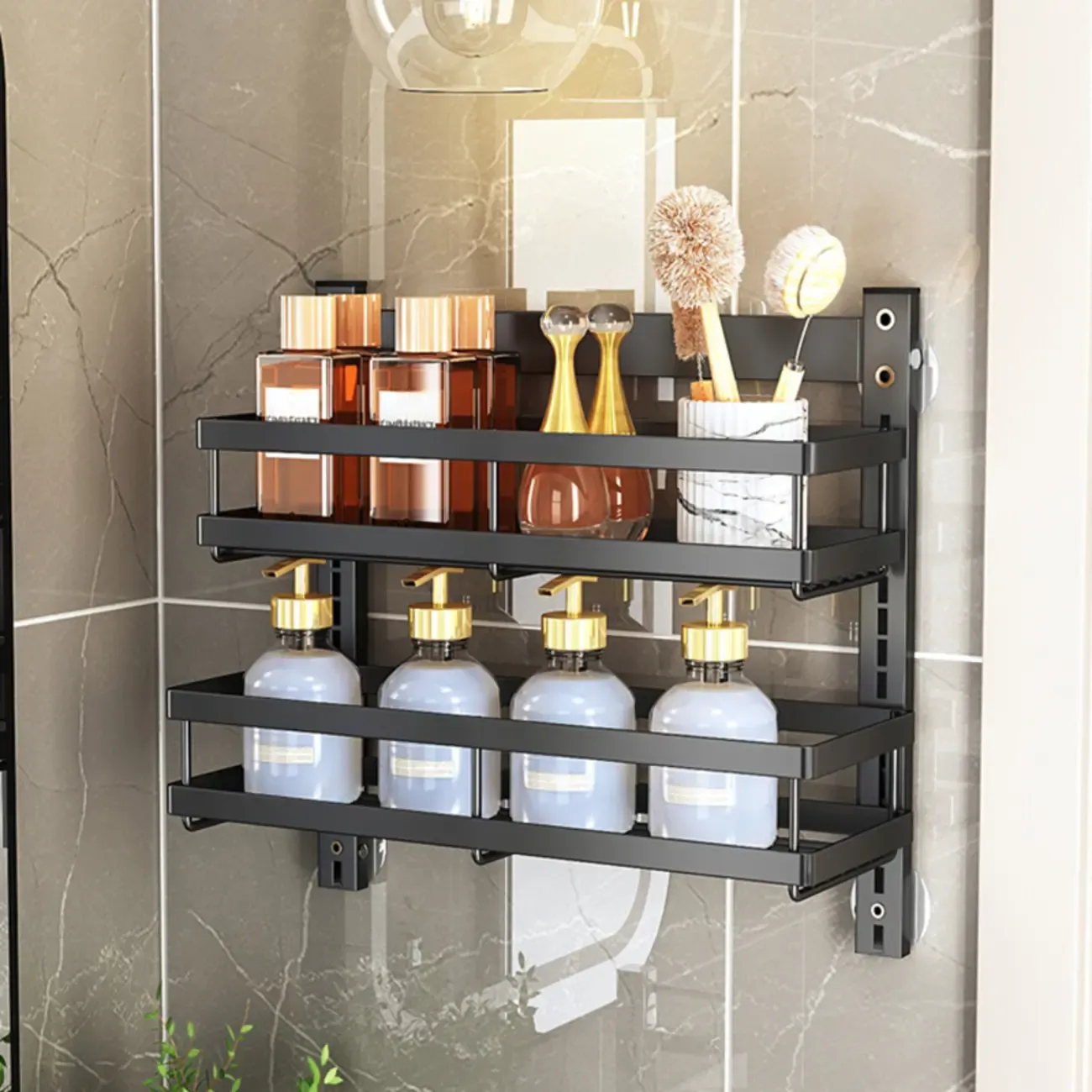 Casual Black Steel Wall Storage Shelf with 2 Shelves/4 Shelves for General Storage Image - 4