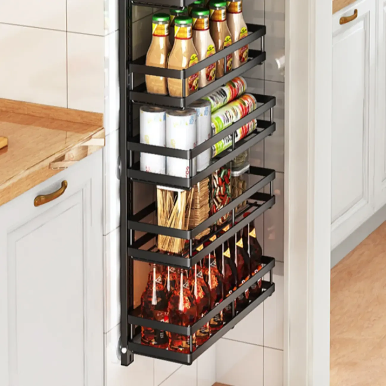 Casual Black Steel Wall Storage Shelf with 2 Shelves/4 Shelves for General Storage Image - 6