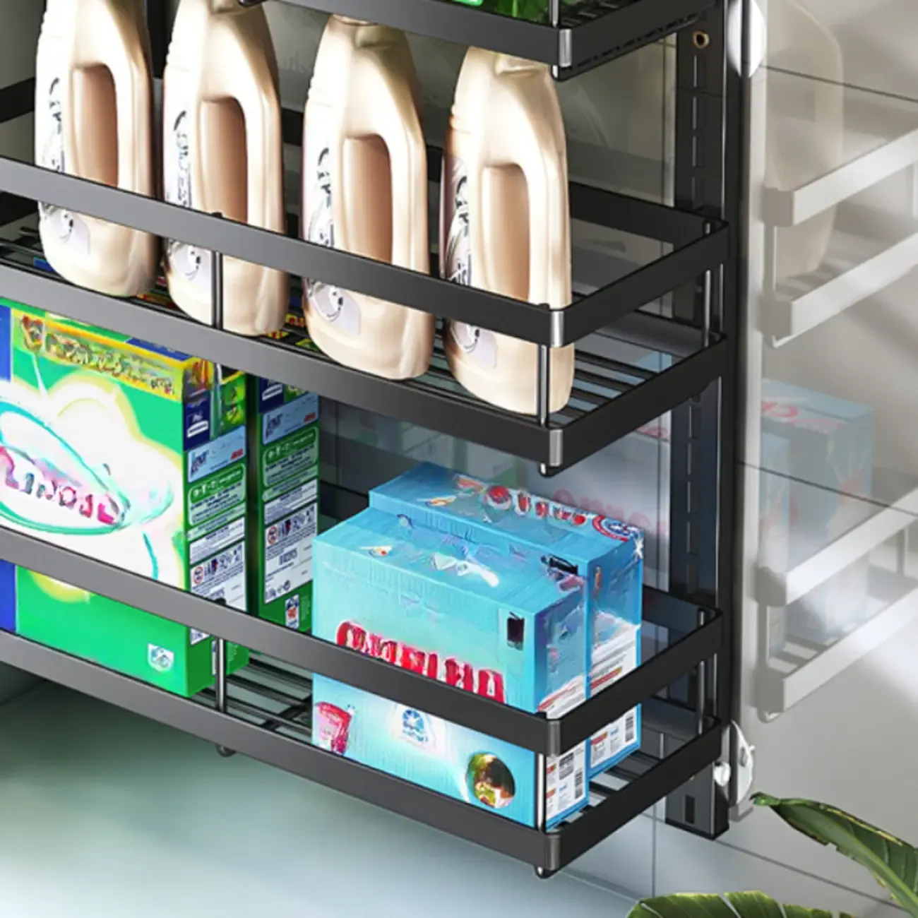 Casual Black Steel Wall Storage Shelf with 2 Shelves/4 Shelves for General Storage Image - 8