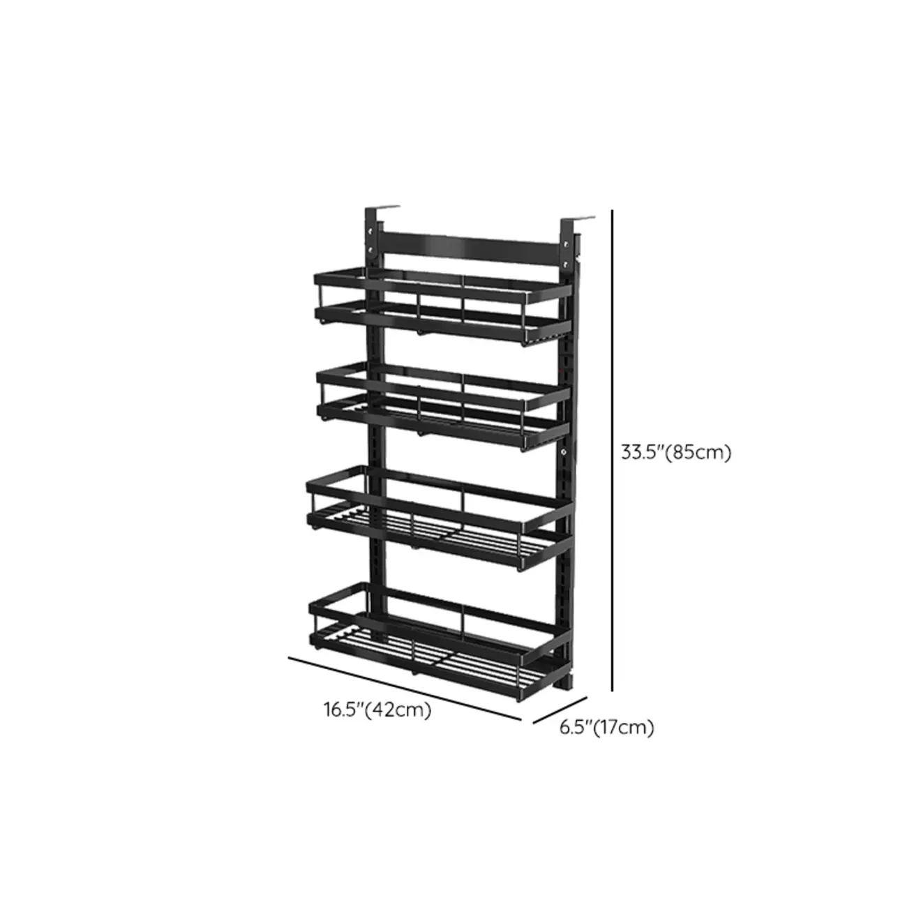 Casual Black Steel Wall Storage Shelf with 2 Shelves/4 Shelves for General Storage Image - 11 | homeyfad